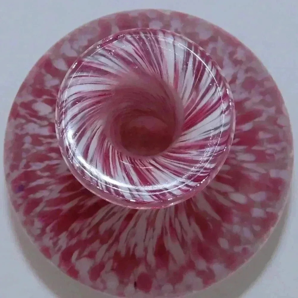 Vintage Glass Decanter Pink Cranberry Spatter Glass Vase - Picture 7 of 8